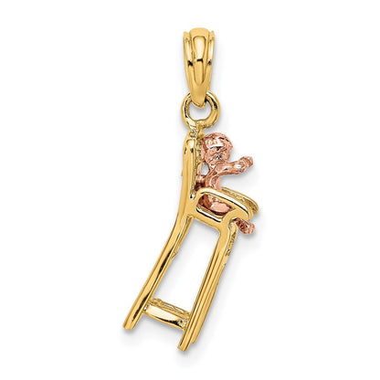 14K Bicolor Hoch Chair mit Baby Charm