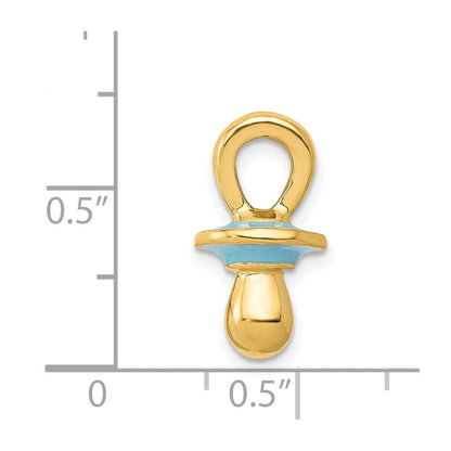 14K Gelbgold Schnuller-Anhänger 3D blau emailliert