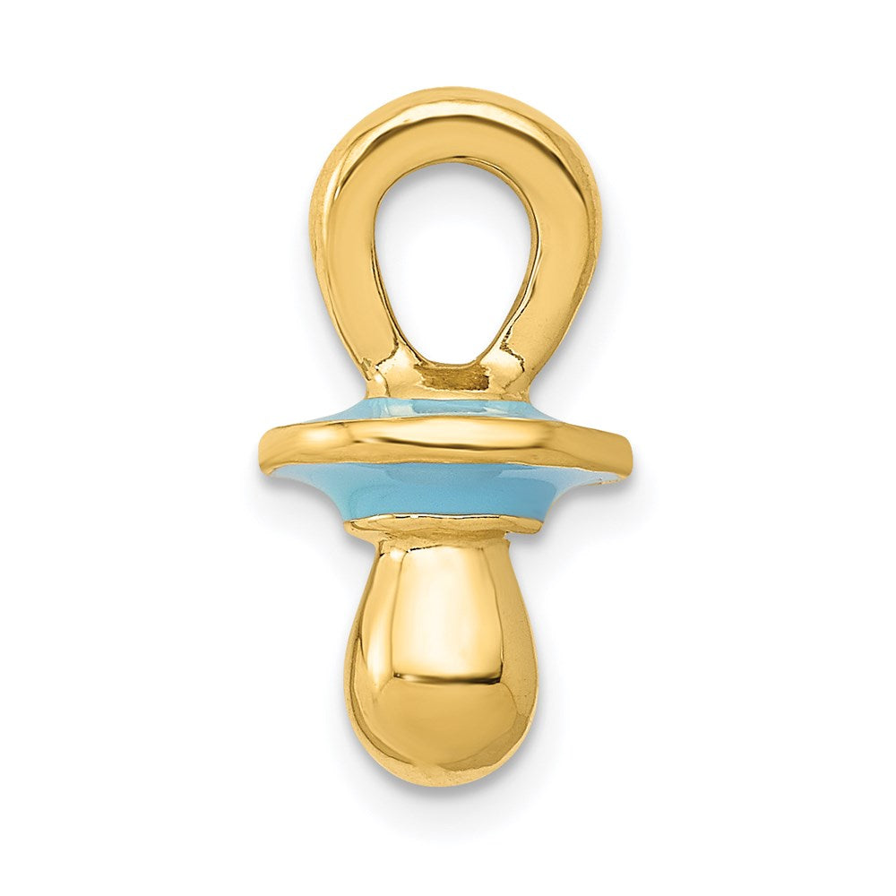 14K Gelbgold Schnuller-Anhänger 3D blau emailliert