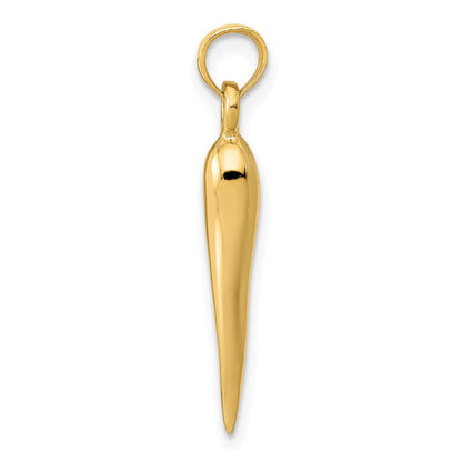 14K Gelbgold Mittelgroßer 3D-Anhänger Italienisches Horn