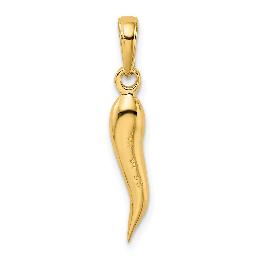 14K Gelbgold Mittelgroßer 3D-Anhänger Italienisches Horn