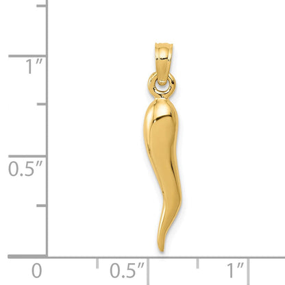 14K Gelbgold Mittelgroßer 3D-Anhänger Italienisches Horn