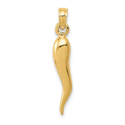 14K Gelbgold Mittelgroßer 3D-Anhänger Italienisches Horn