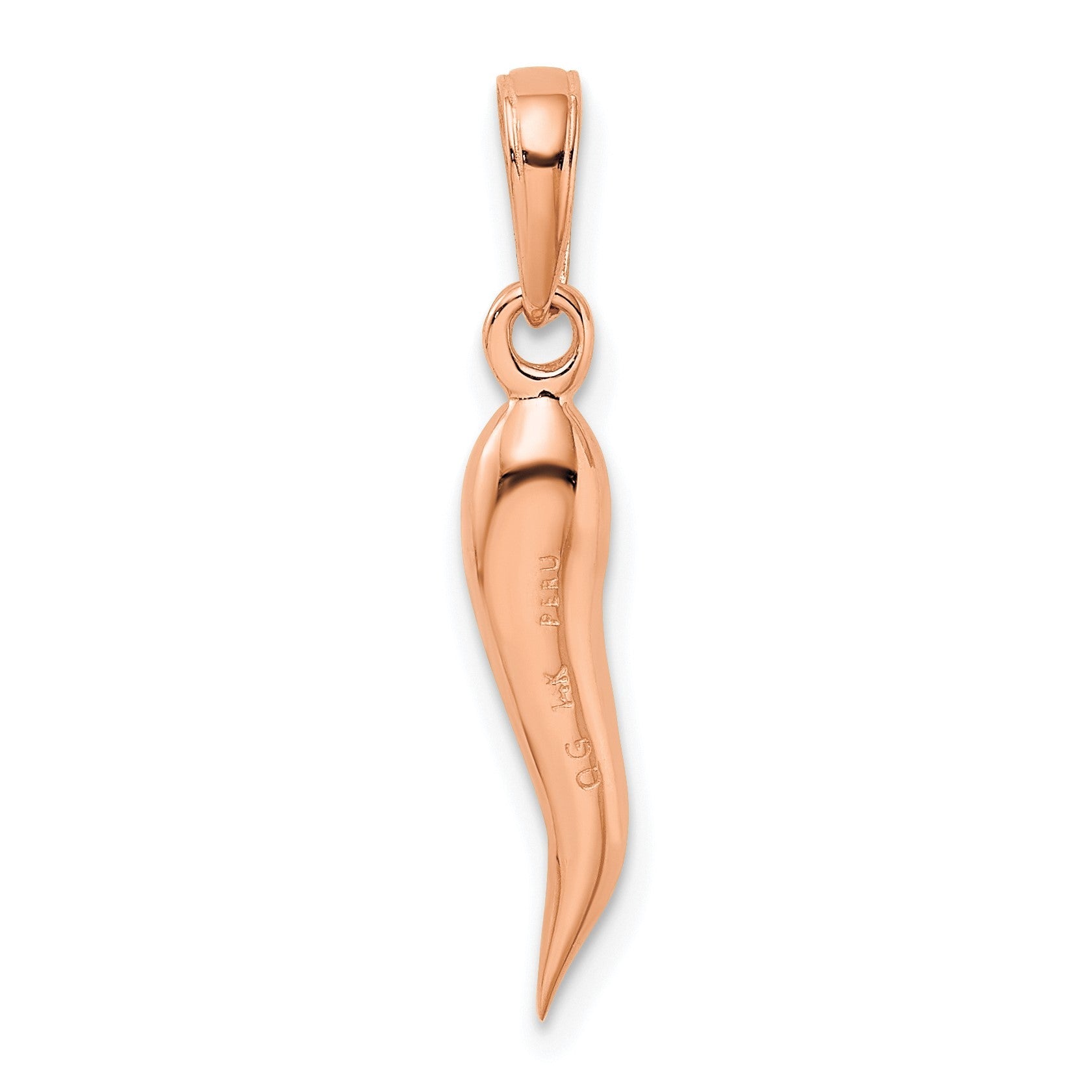14K Roségold mittelgroßer 3D-Italienisches-Horn-Anhänger