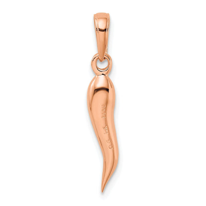 14K Roségold mittelgroßer 3D-Italienisches-Horn-Anhänger