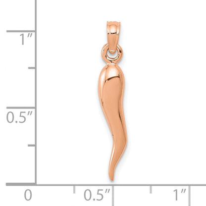 14K Roségold mittelgroßer 3D-Italienisches-Horn-Anhänger
