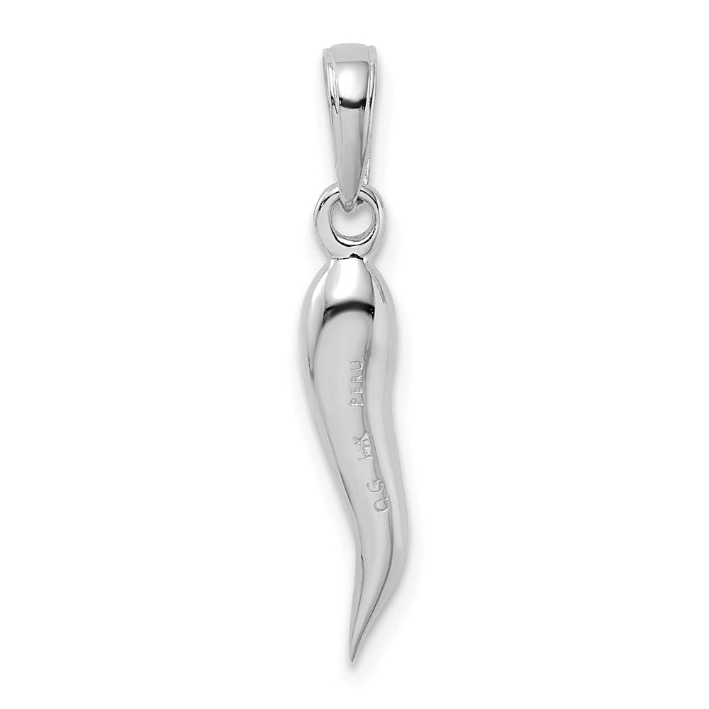 14K Weißgold Mittelgroßer 3D Italienisches Horn Anhänger
