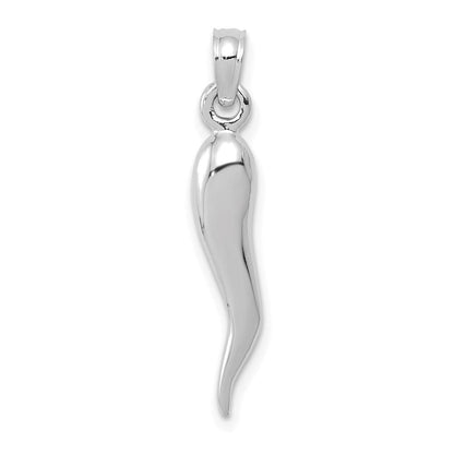 14K Weißgold Mittelgroßer 3D Italienisches Horn Anhänger