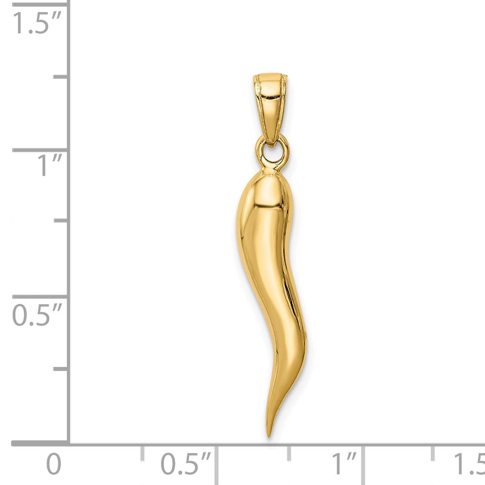 14K Gelbgold großer 3D-Italienischer Hornanhänger