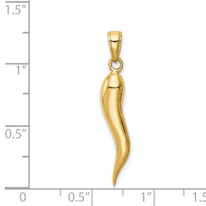 14K Gelbgold großer 3D-Italienischer Hornanhänger