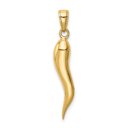 14K Gelbgold großer 3D-Italienischer Hornanhänger