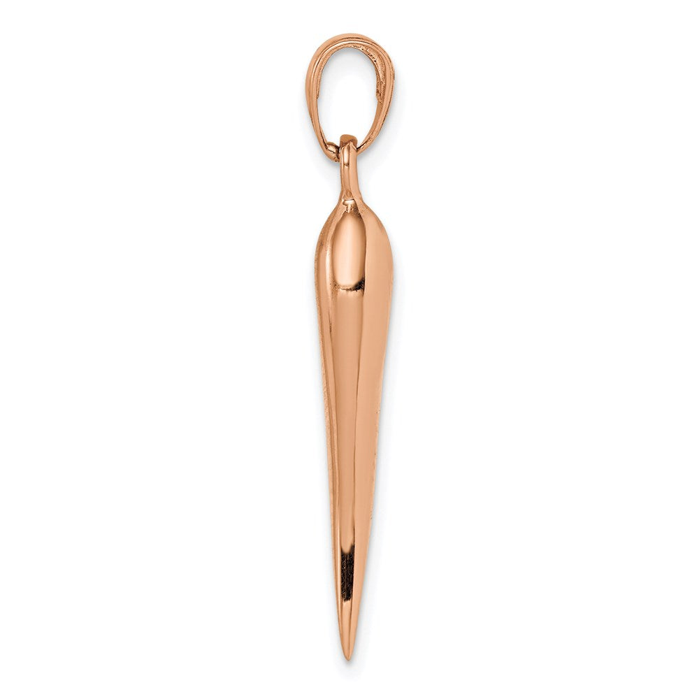 14K Roségold Großer 3D Italienisches Horn Anhänger** Natürlicher formuliert: **14K Roségold großer 3D-Anhänger „Italienisches Horn“