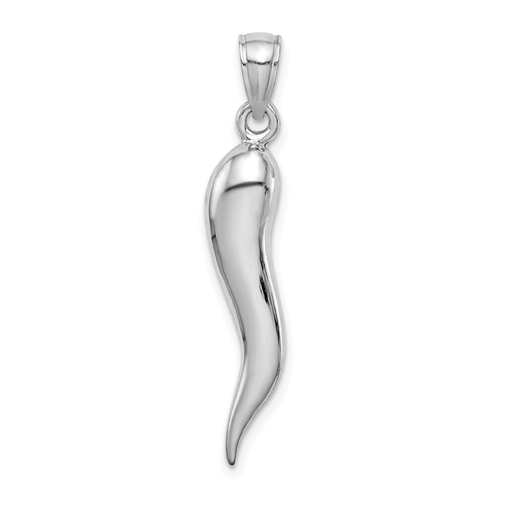 14K Weißgold großer 3D italienischer Hornanhänger