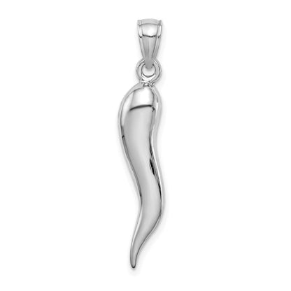 14K Weißgold großer 3D italienischer Hornanhänger