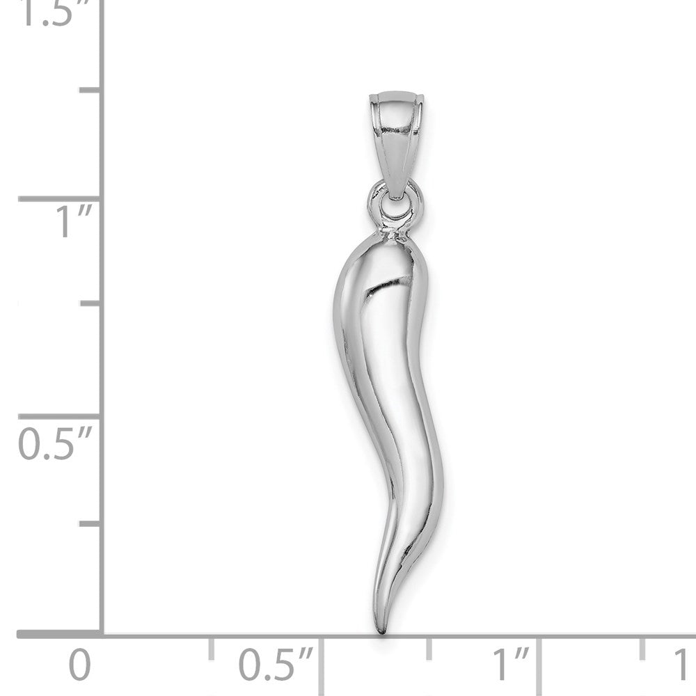 14K Weißgold WG Italienisches Horn Anhänger