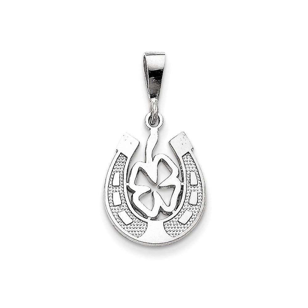 14K Weißgold WG Kleeblatt-Anhänger „Viel Glück“