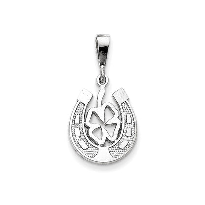 14K Weißgold WG Kleeblatt-Anhänger „Viel Glück“