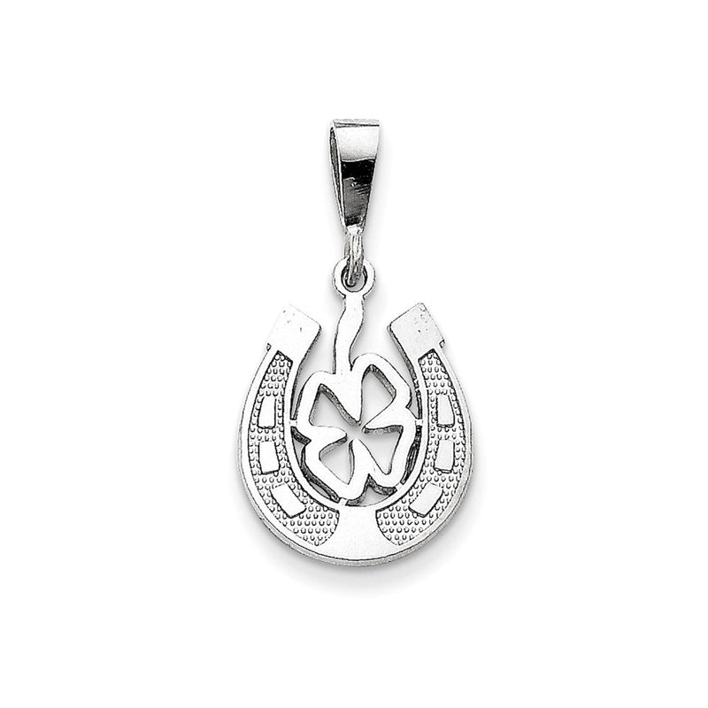 14K Weißgold WG Kleeblatt-Anhänger „Viel Glück“