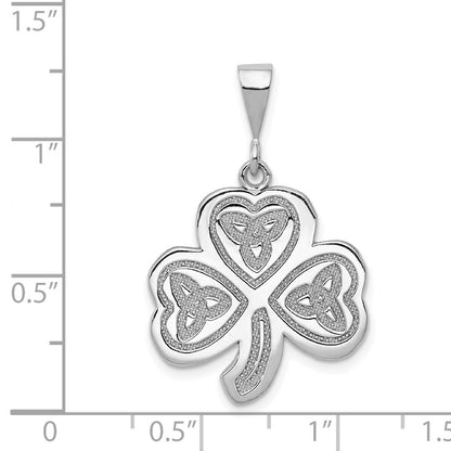 14k Weißgold Trinity-Kleeblatt-Anhänger
