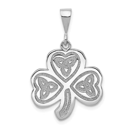 14k Weißgold Trinity-Kleeblatt-Anhänger
