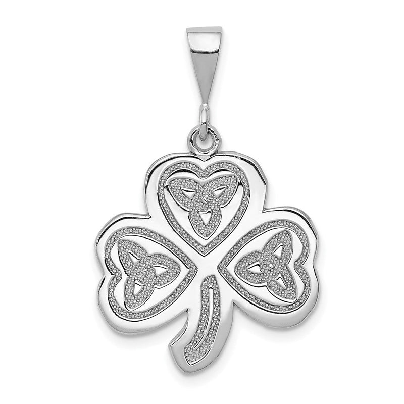 14k Weißgold Trinity-Kleeblatt-Anhänger