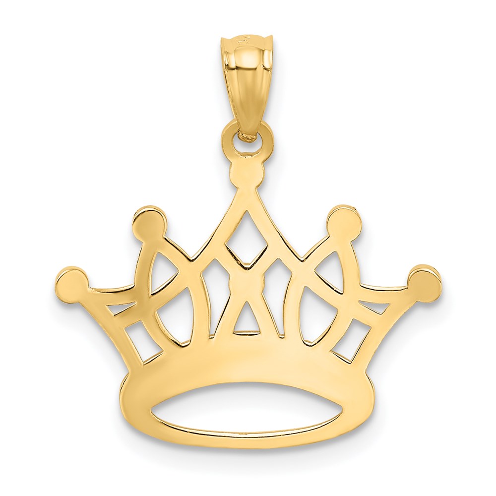 14K Gelb & Rhodium und Krone Anhänger