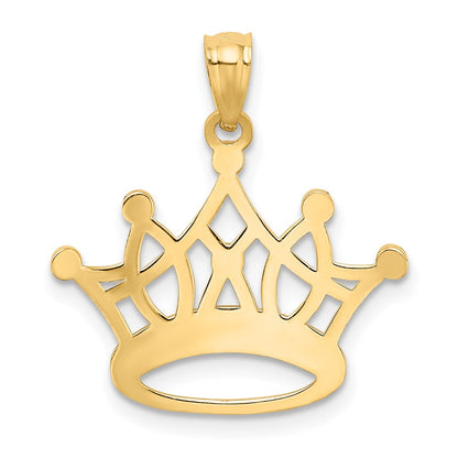 14K Gelb & Rhodium und Krone Anhänger
