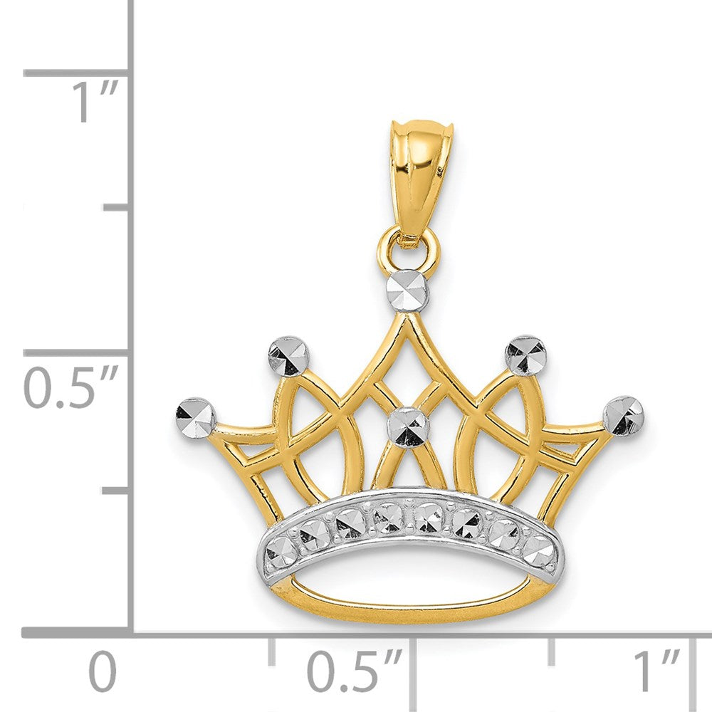 14K Gelb & Rhodium und Krone Anhänger