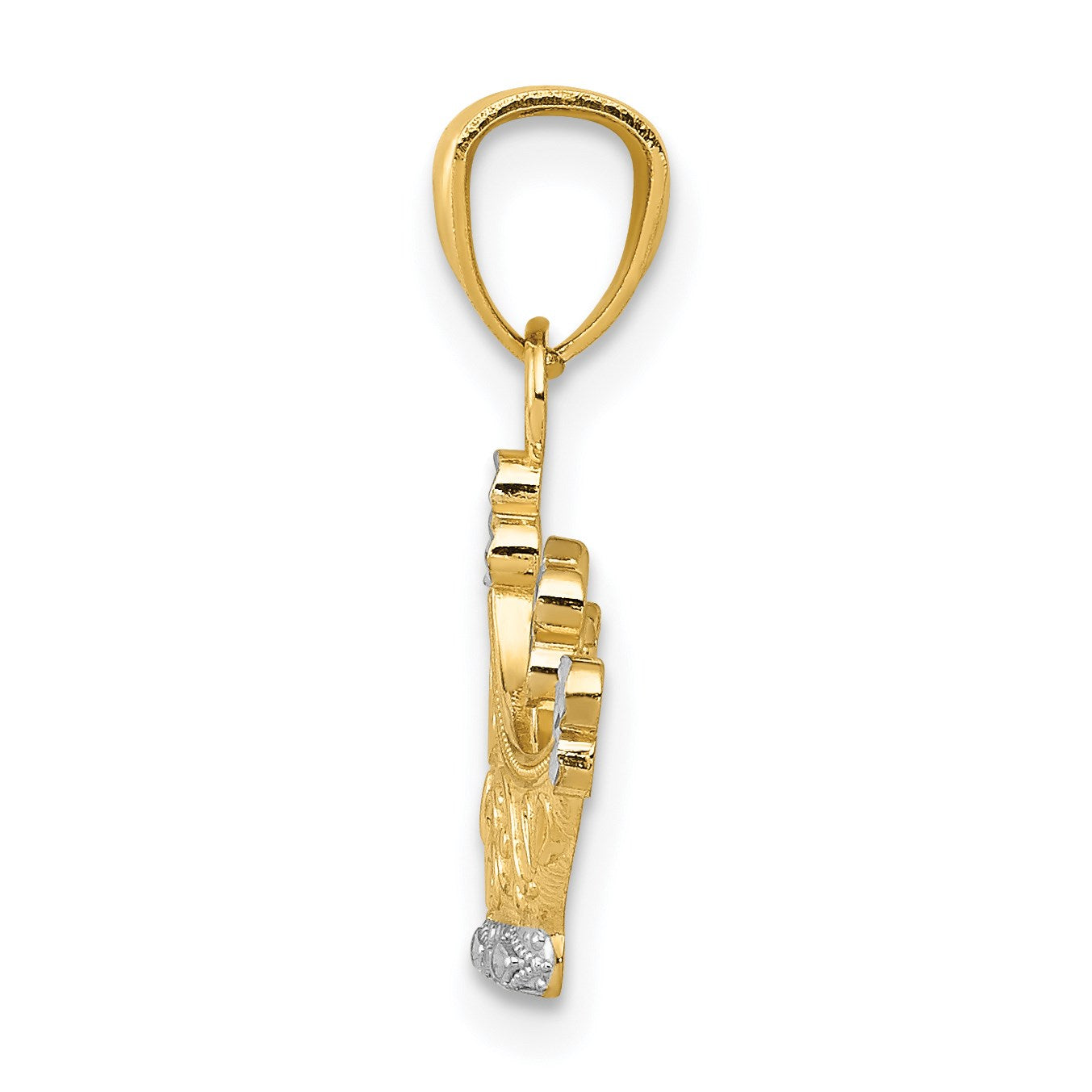 14K Gelb & Rhodium und Krone Anhänger