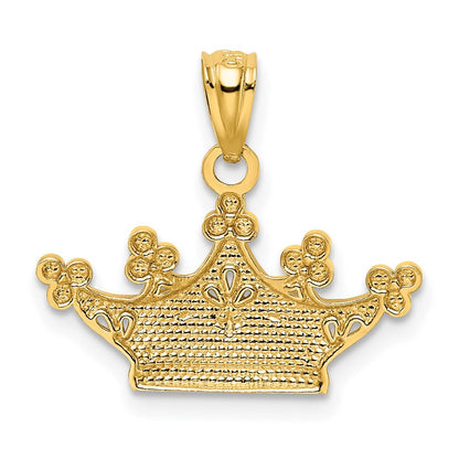 14K Gelb & Rhodium und Krone Anhänger