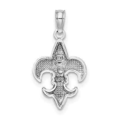 14K Weißgold 2-d Klein Fleur De Lis Charm