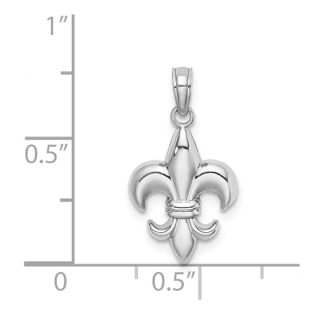 14K Weißgold 2-d Klein Fleur De Lis Charm