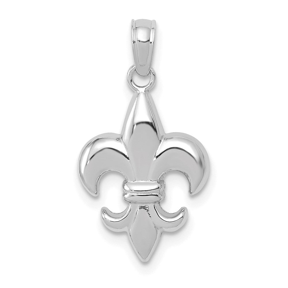 14K Weißgold 2-d Klein Fleur De Lis Charm
