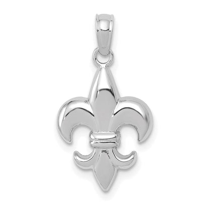 14K Weißgold 2-d Klein Fleur De Lis Charm