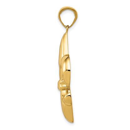 14K Gelbgold Großer Fleur-de-Lis-Anhänger