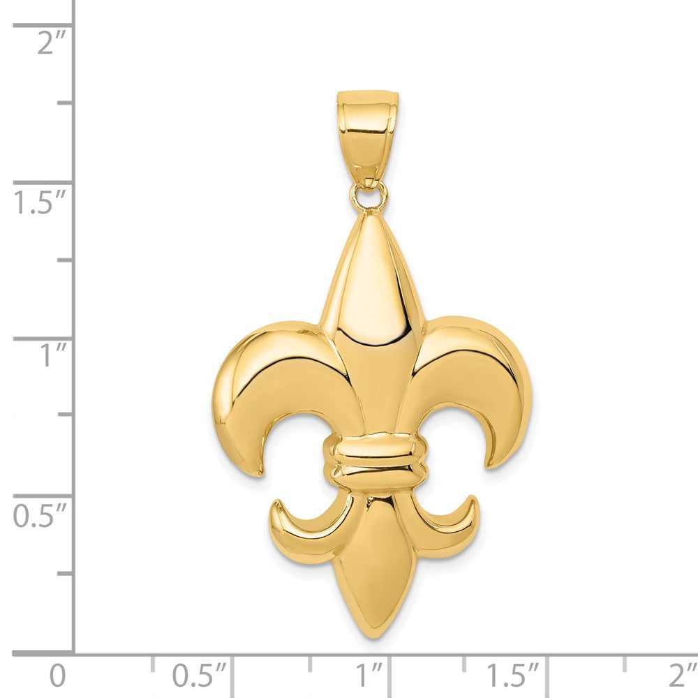 14K Gelbgold Großer Fleur-de-Lis-Anhänger