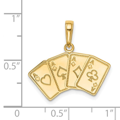 14K Gelbgold Anhänger "Ass Spielkarten