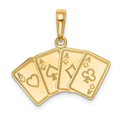 14K Gelbgold Anhänger "Ass Spielkarten