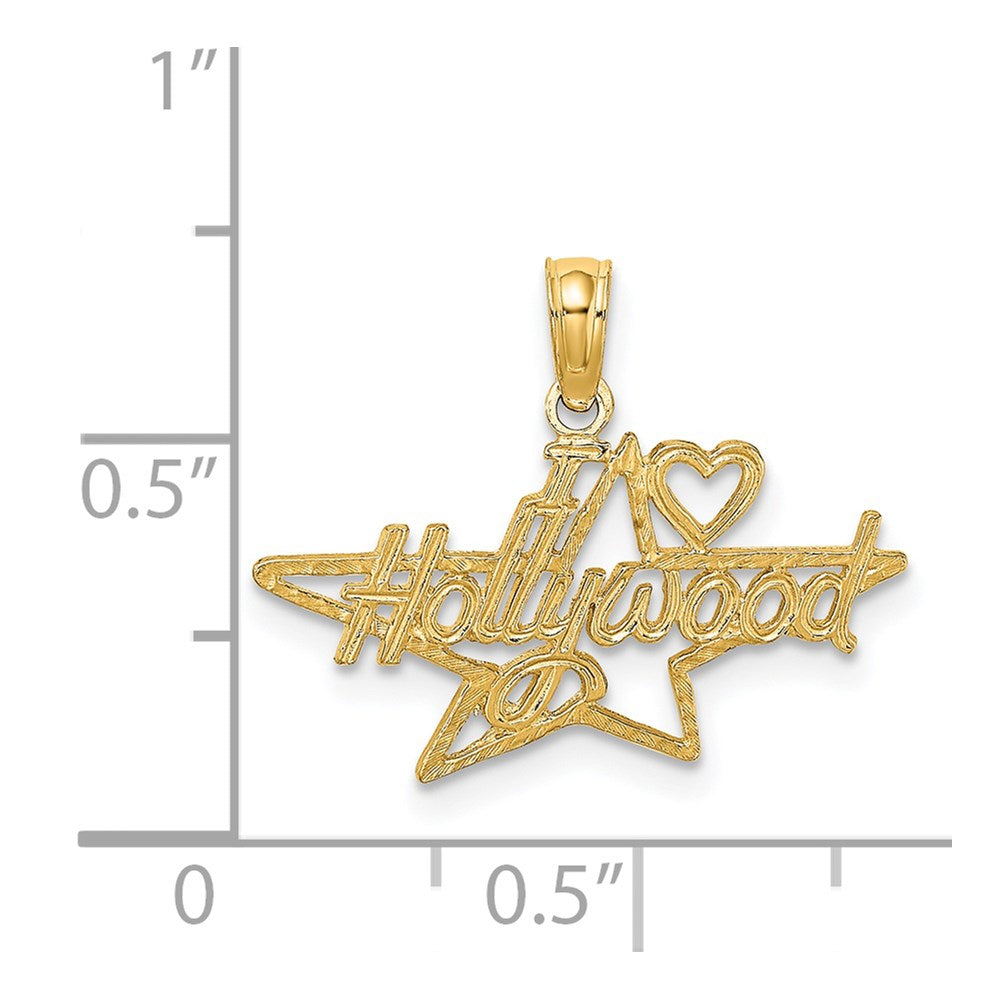 14K Gelbgold I Herz Hollywood Stern Charm