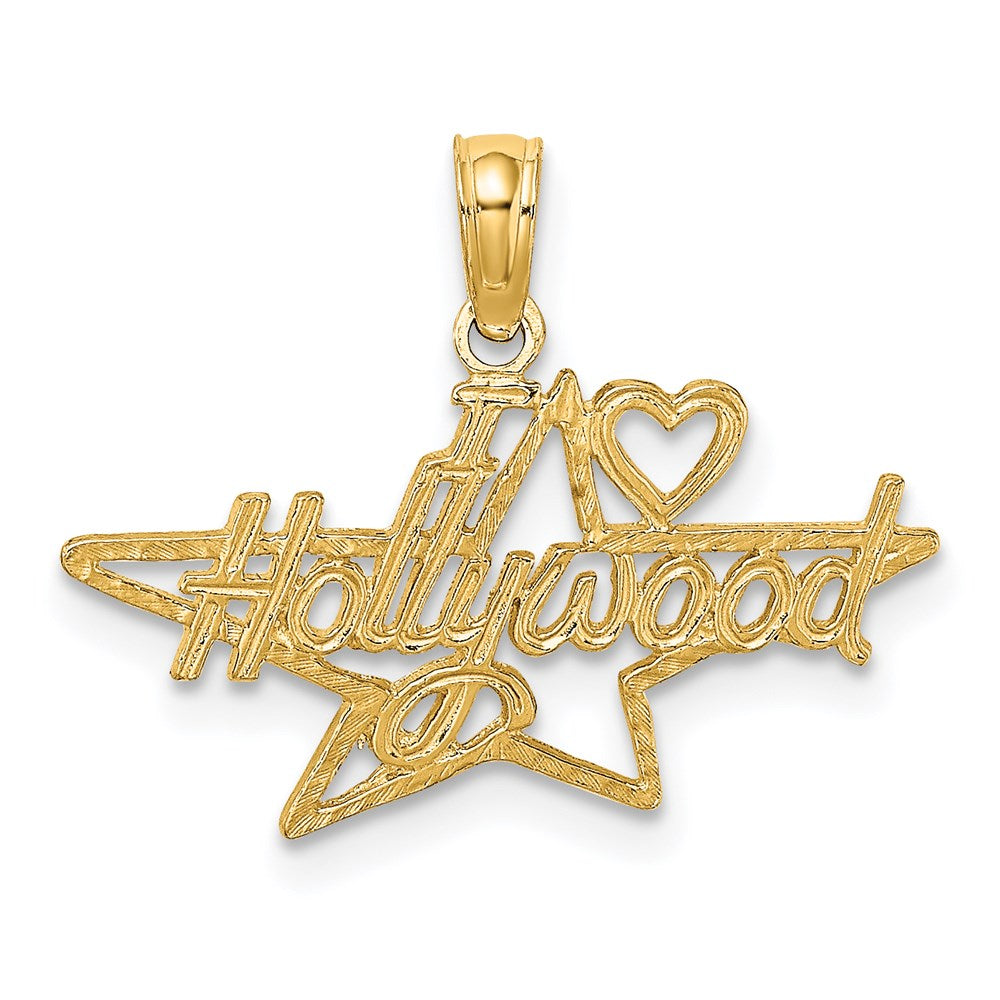 14K Gelbgold I Herz Hollywood Stern Charm
