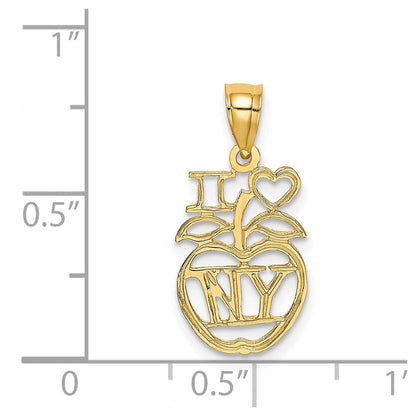 14K Gelbgold I Herz Ny Apple Charm