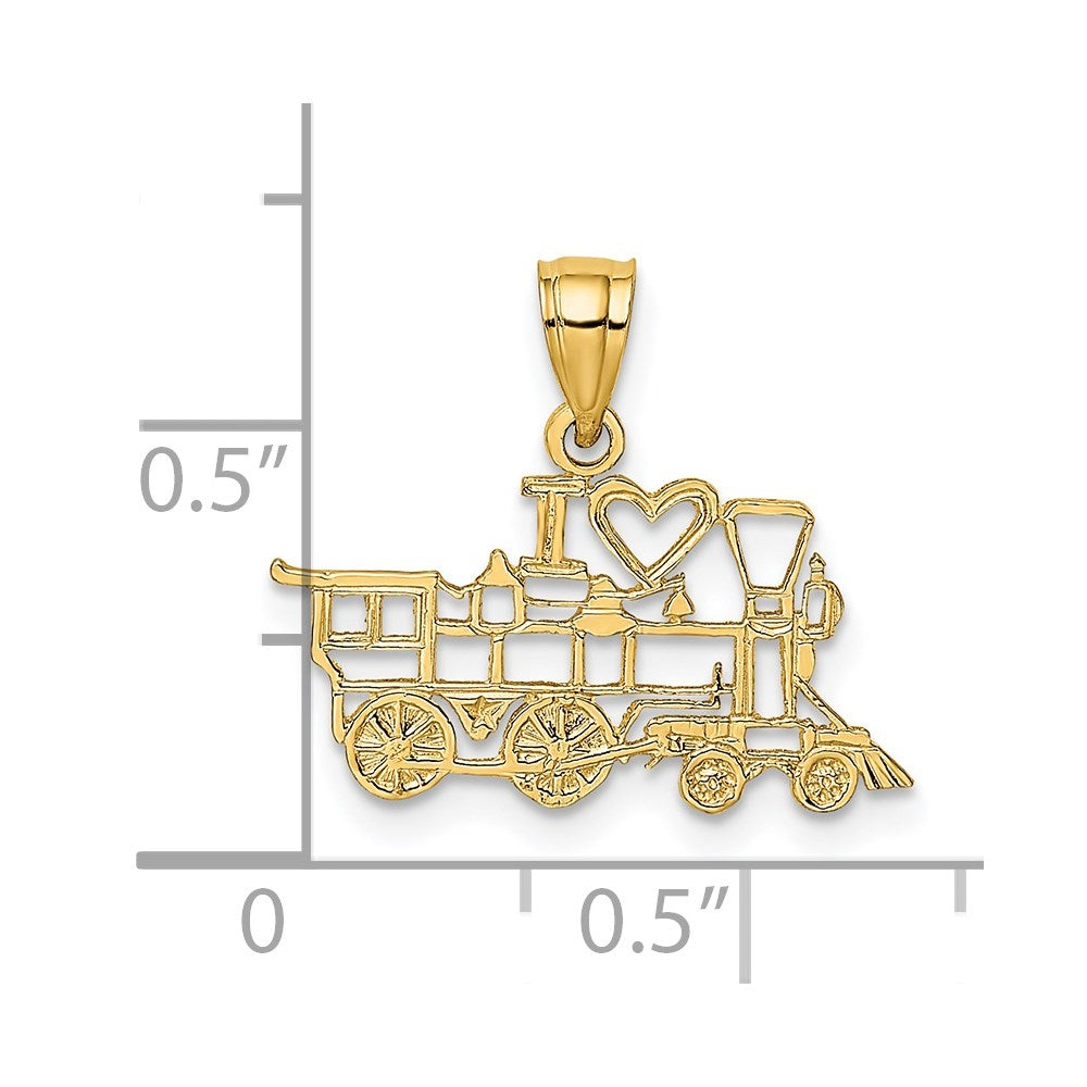 14K Gelbgold I Liebe Trains Charm