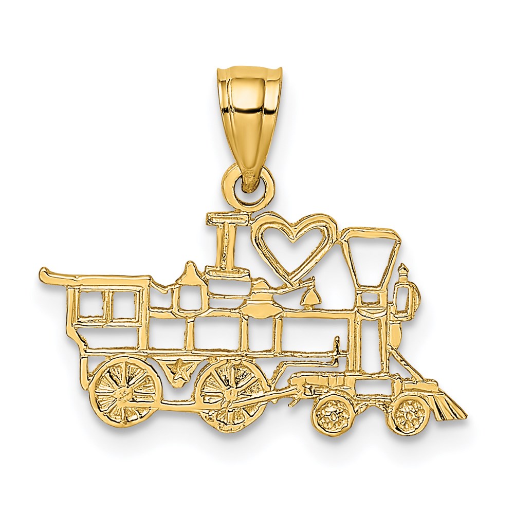 14K Gelbgold I Liebe Trains Charm