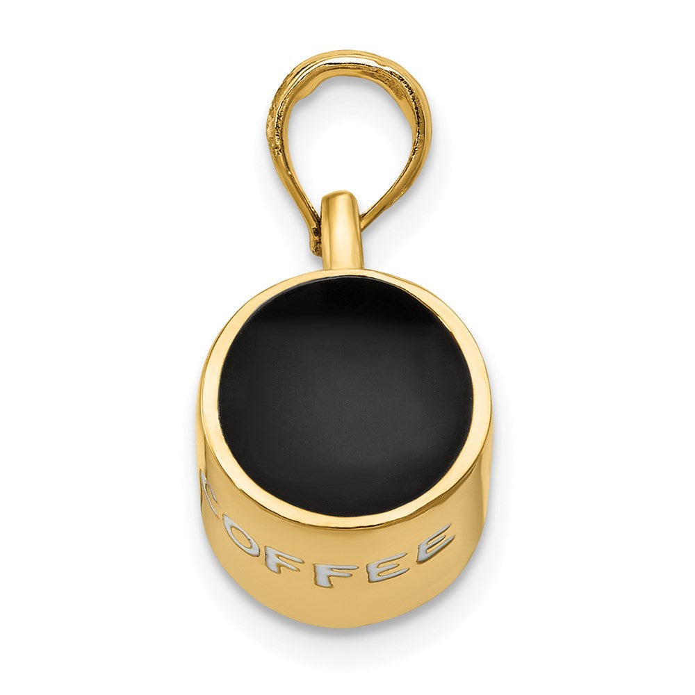 14K Gelbgold 3D-emaillierter Kaffeetassen-Anhänger