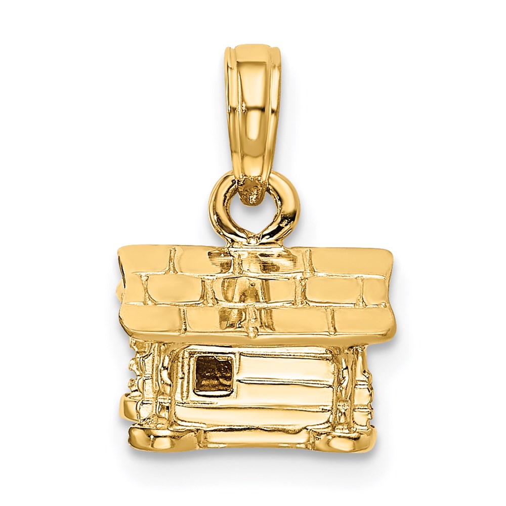 14 Karat Gelbgold 3-D-Blockhütten-Anhänger