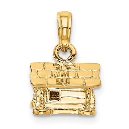 14 Karat Gelbgold 3-D-Blockhütten-Anhänger