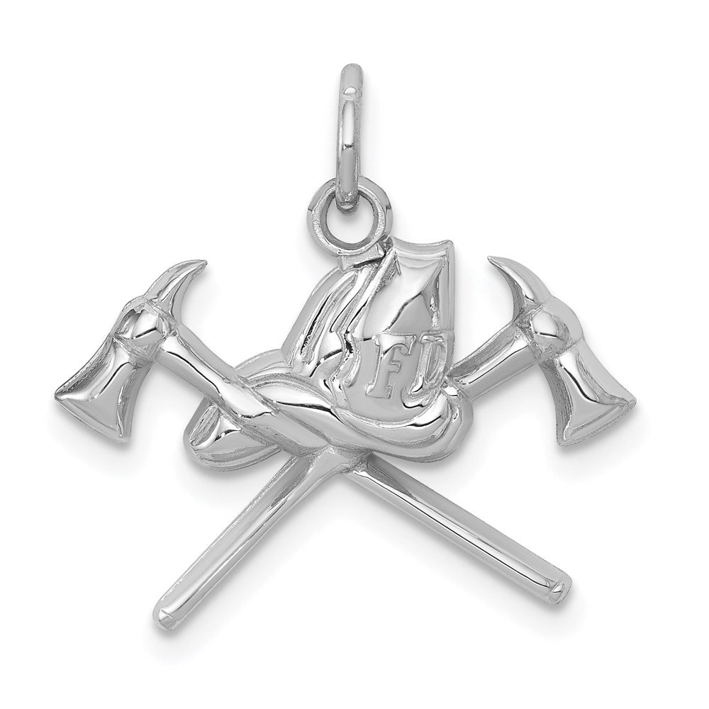 14K Weißgold Feuer Department Charm