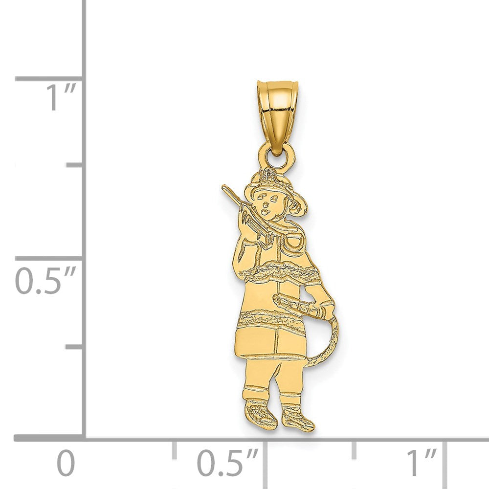 14K Gelbgold Fireman mit Hose Charm
