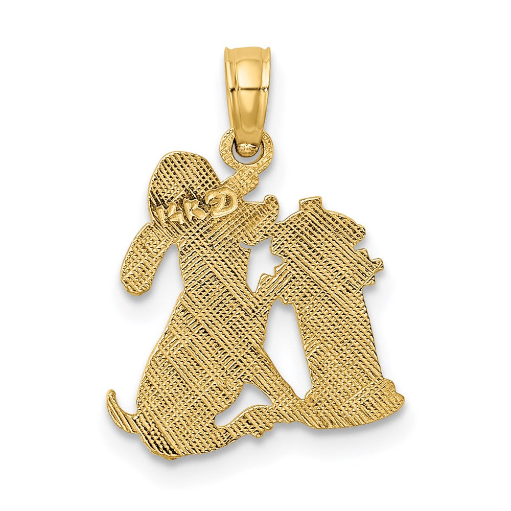 14K Gelbgold Feuer Hydrant und Hund Charm