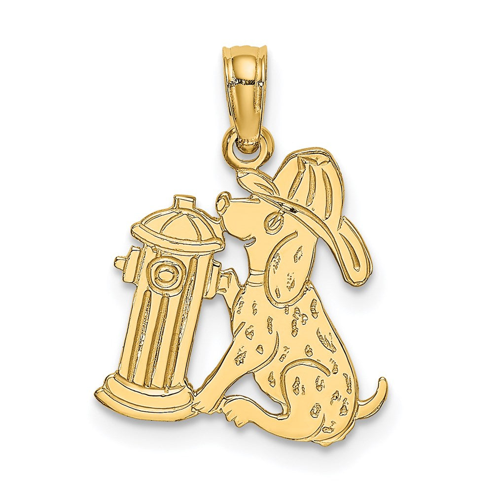 14K Gelbgold Feuer Hydrant und Hund Charm